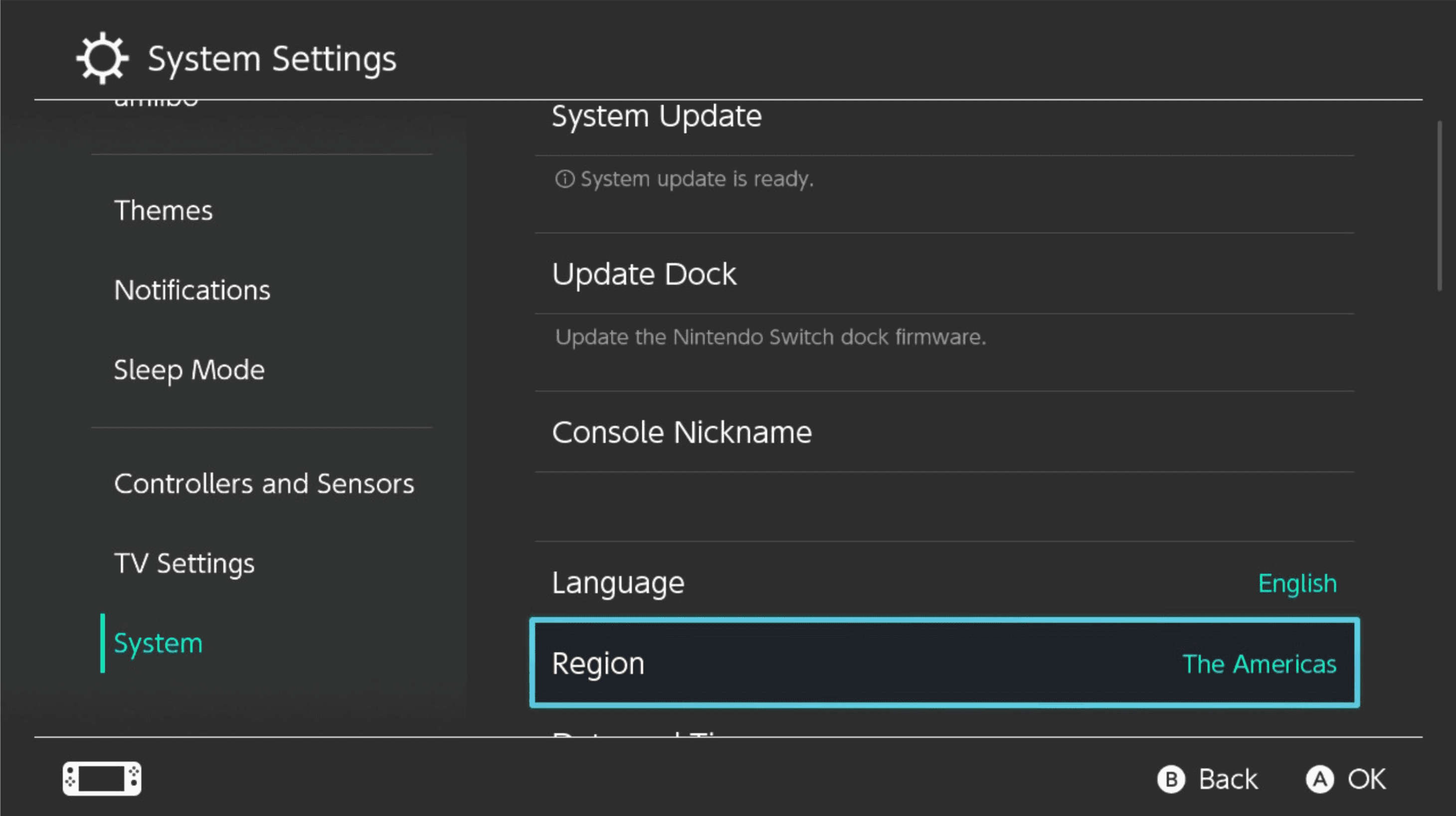 Select system region